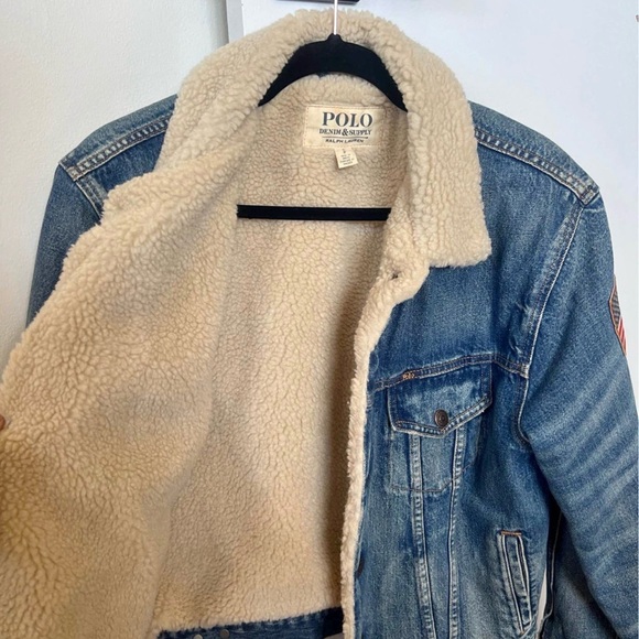 Polo Ralph Lauren Light Blue fleece Denim Sherpa trucker Jacket - Picture 9 of 9